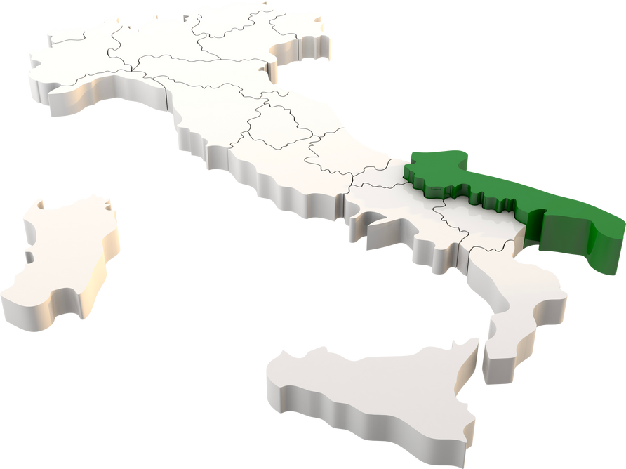 Italy map a 3d render isolated with Puglia italian regions